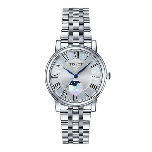 Tissot Womens Carson Premium Lady Moonphase Swiss Quartz Watch, Grey, Stainless Steel, 16 (T1222231103300)