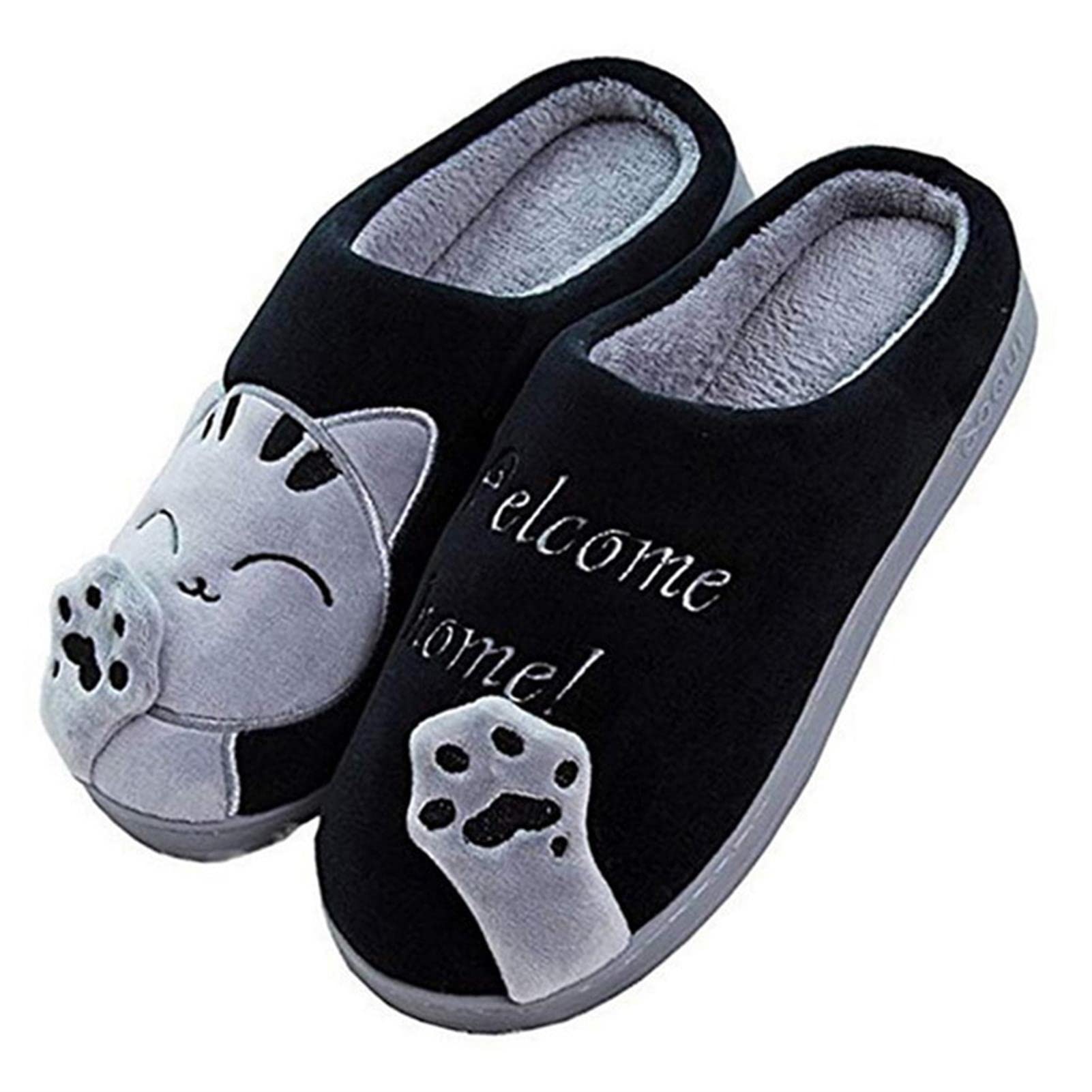 Zapatillas Casa Mujer Con Forro De Felpa Y Suela Dura - Cómodas/Blanditas/Mulliditas Y Calentitas, Unisex-Adulto (black 41/42 EU)