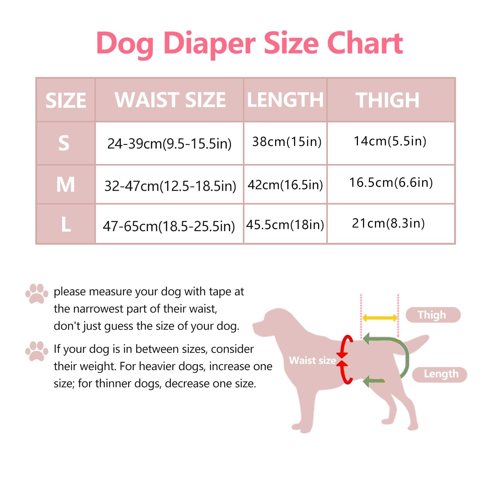 3pcs Couches Chien Lavable Femelle Couches pour Chien incontinente Réutilisables Culotte Hygiénique Chien Femelle Incontinence Culotte Chiennes Chaleurs Lavable Female Dog Diaper L