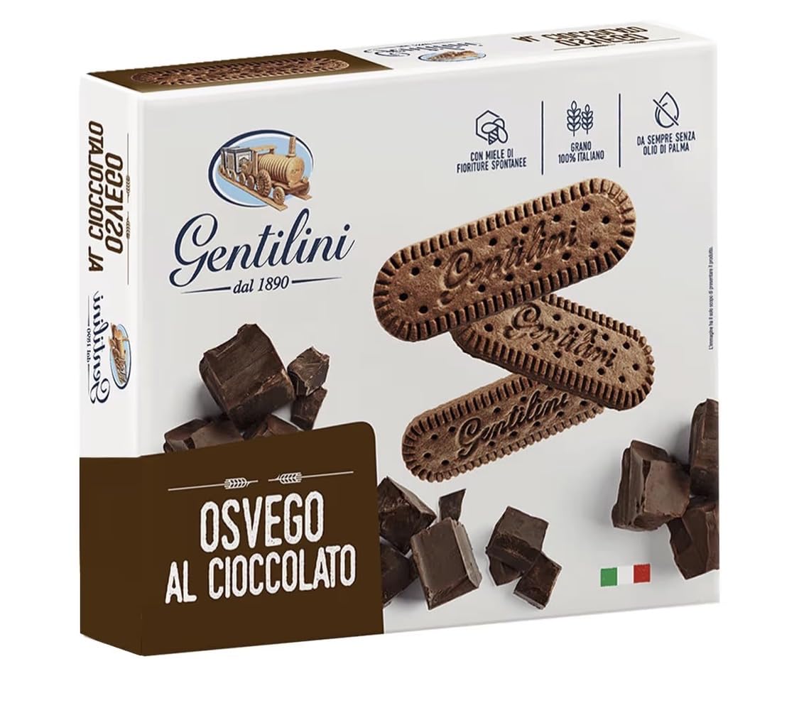 Gentilini Osvego al Cioccolato Biscotti con Miele e Cioccolato 500g [BOX da 8 Confezioni]