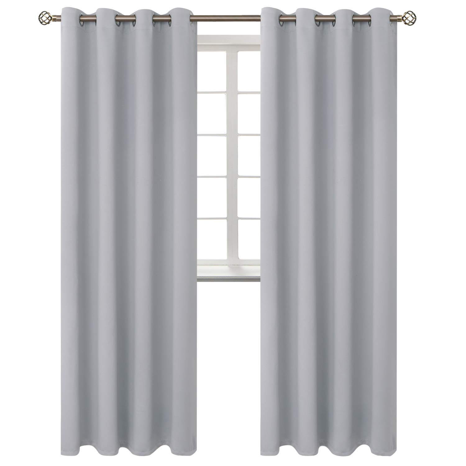 BGment Room Darkening Curtains 120 Inches Long - Grommet Thermal Insulated Drapes Window Treatment Curtains for Bedroom, 2 Panels, 52 x 120 Inch, Light Grey