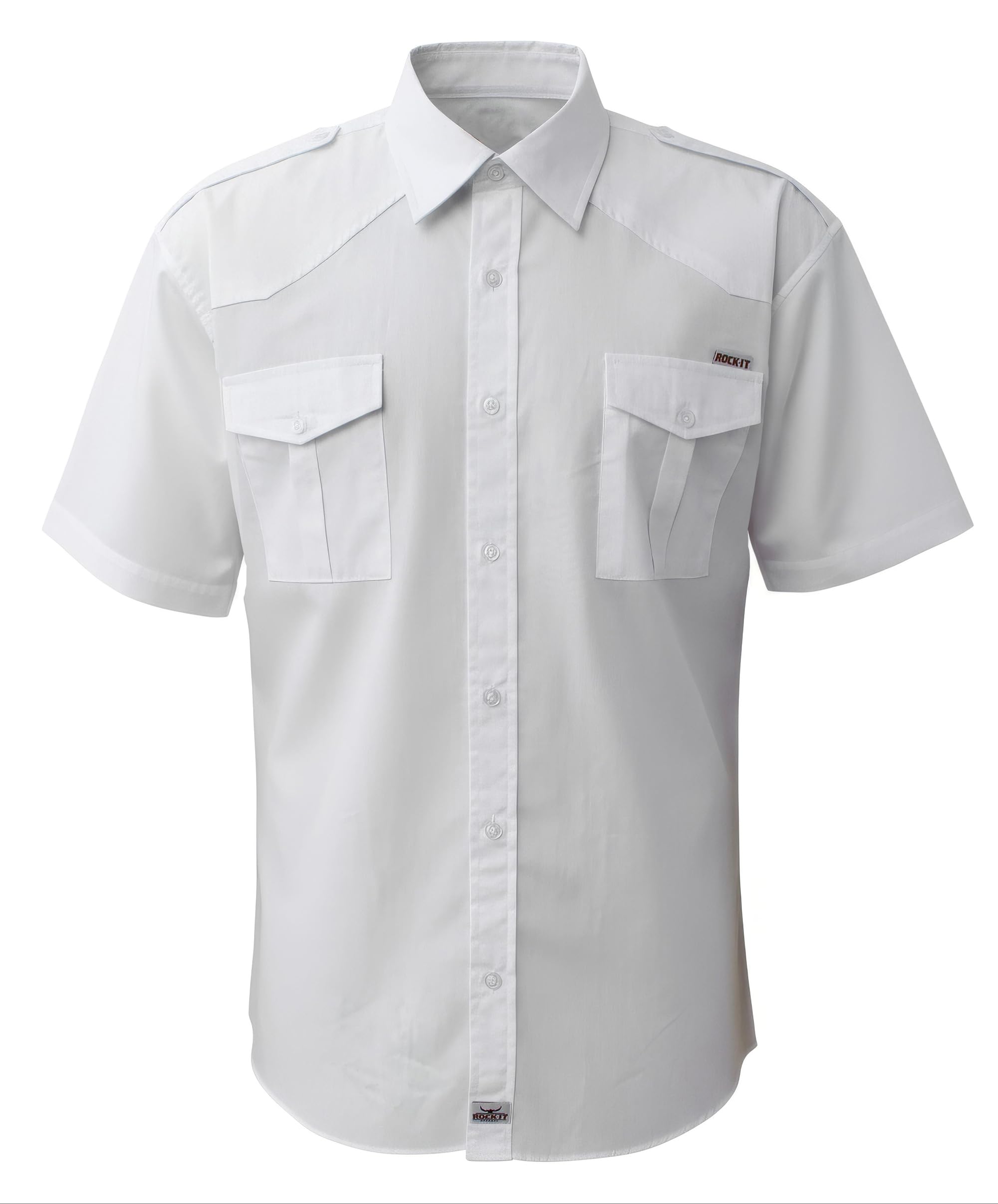 ROCK-IT Apparel® Man Shortsleeve Shirt Casual Worker Shirt Military Style US-Army Mens Workwear Shirt Made in Europe - Sizes S-5XL - Black Olive Charcoal Navy Brown Blue