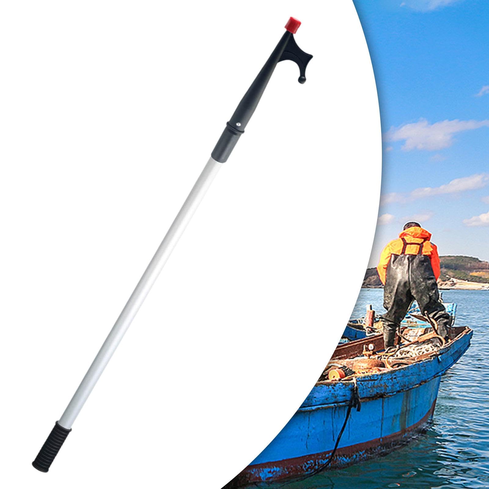 SAN LIKE Gancio Telescopico Per Barca Per L'attracco Accessori Per Barche, Asta Telescopica Per Agganciare In Fibra Di Vetro, Mezzo Marinaio Per Barche Con Perline Luminose Per L'attracco 1,2M