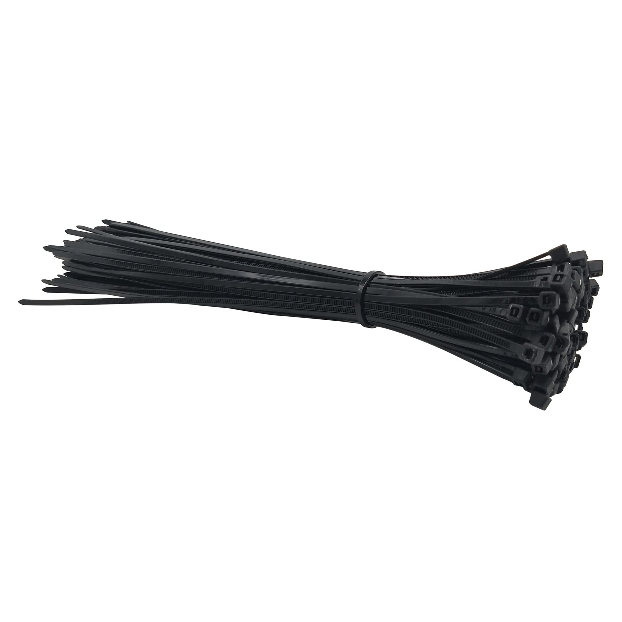Udpoiuyt Black Nylon Cable Ties, Self-Locking Nylon Cable Ties Multicolor 3X200mm 100 Pcs(Black)
