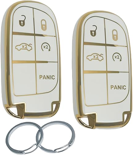 Miniatura 1 de RUNZUIE 2 fundas de TPU inteligentes para llavero Jeep Grand Cherokee Wrangler Compass Cherokee Renegade Patriot Grand Comander Dodge Challenger