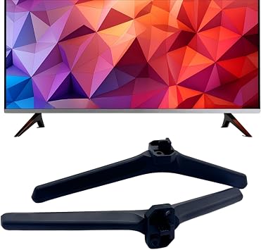 Universal TV Stand Legs for 65.62 to 85.3 Inch TVs 2PCS Replacement TV Feet with Screws Easy Install Plastic Mounting Brackets Black Tabletop Base Stand Check Holes Fit