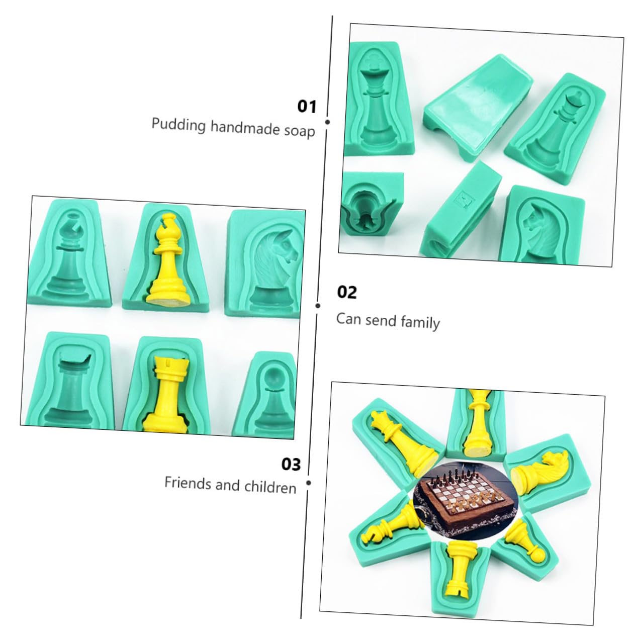 Molde de Chocolate 12 Piezas de Silicona Diseño de Ajedrez 3d