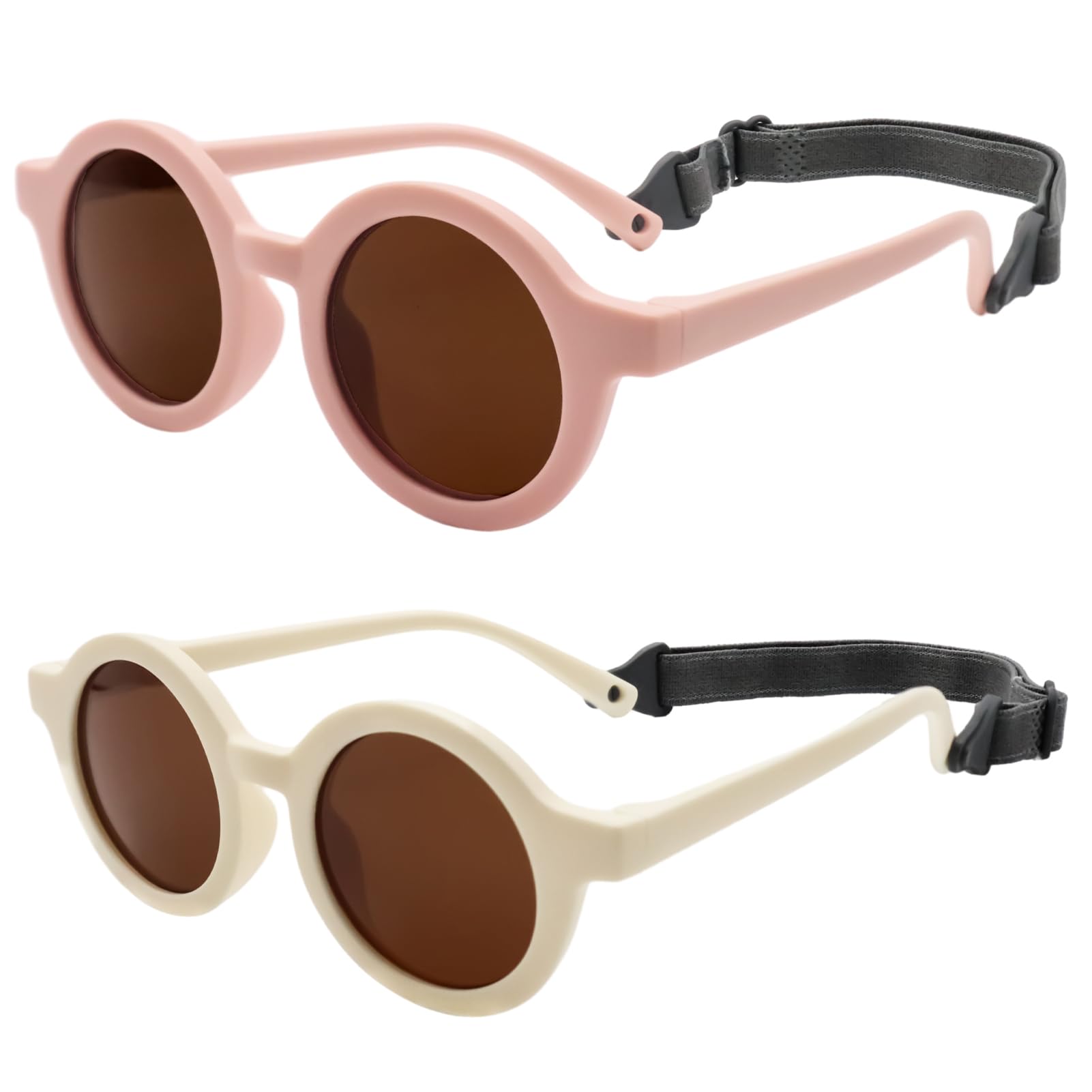 Gafas de sol para bebé de 0 a 24 meses, con correa polarizada, redondas, para recién nacidos, niños y niñas