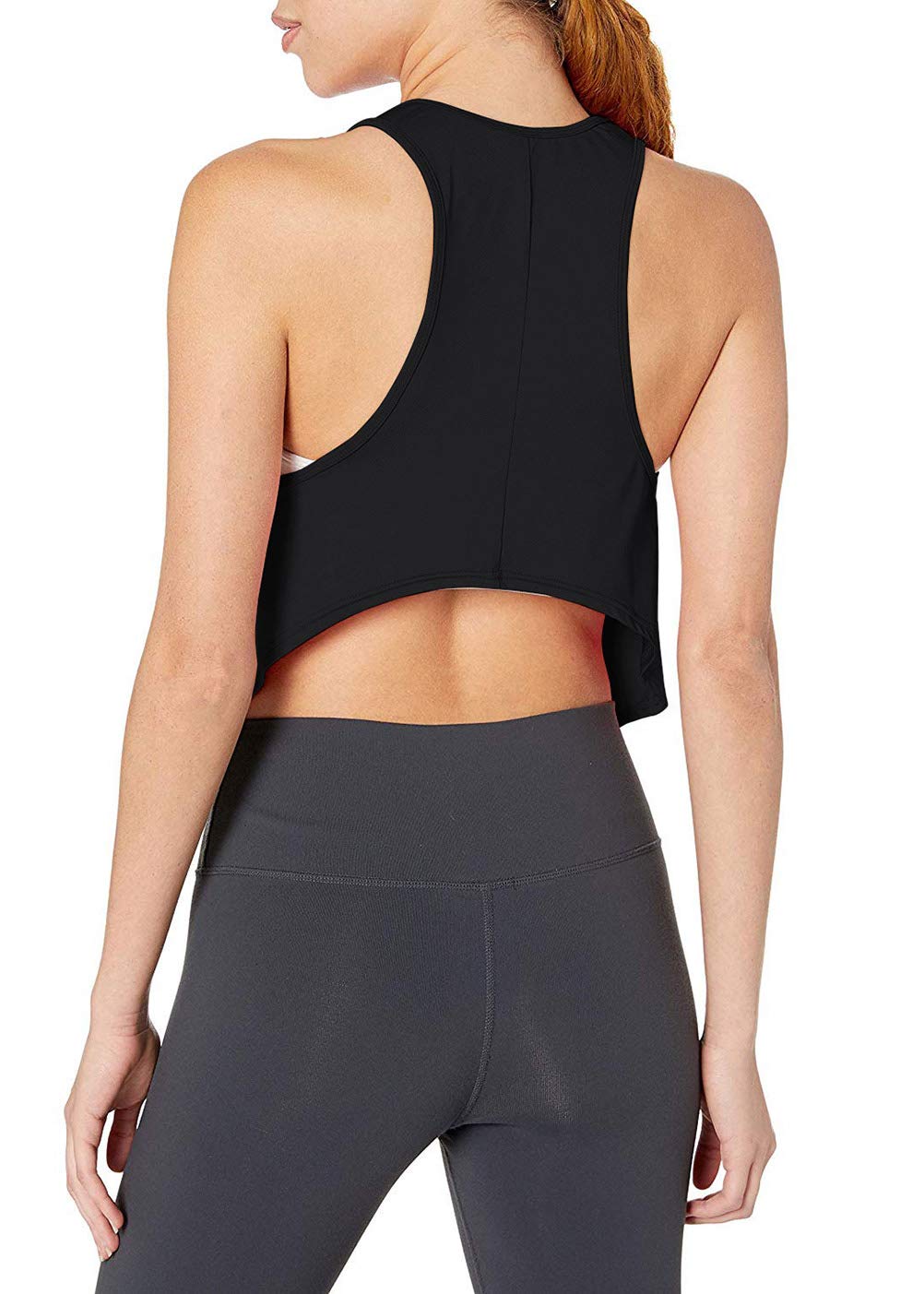 Bestisun Cropped Workout Tanks Open Back Shirts Racerback Athletic Tops for Women