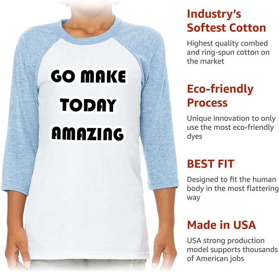 Make Today Amazing Kids' Baseball T-Shirt - Woman Power 3/4 Sleeve T-Shirt - Statement Baseball Tee