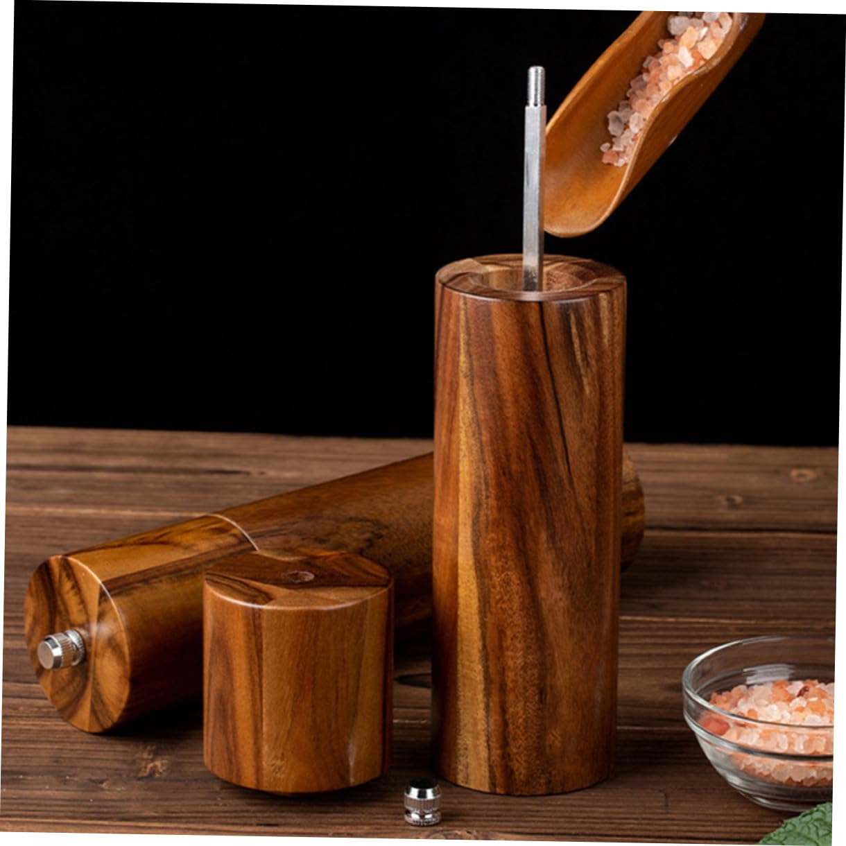 Uonlytech Manuelle Pfeffer und Salzmühle 8 Zoll aus Robustem Akazienholz mit Keramikmahlwerk Küchengewürzmühle für Salz Pfeffer und Kaffee Handliches Küchengerät für Täglichen Gebrauch