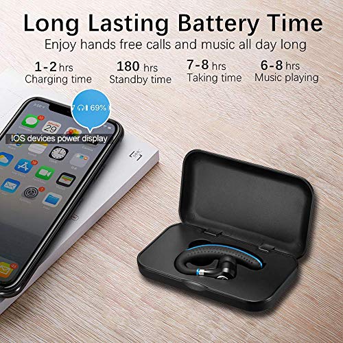 Fimitech Bluetooth Headset, Wireless Earpiece V5.0 Bluetooth Earpiece Ultralight Hands Free For Business/Office/Driving/Sporting #TOP3