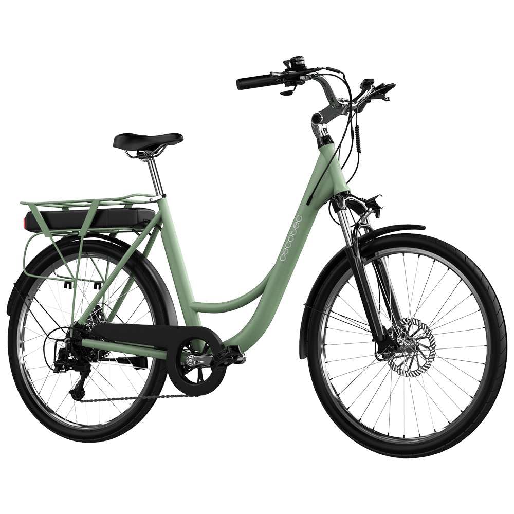 Cecotec Bicicleta Eléctrica de Ciudad Capital. 80 km de Autonomía, Batería 468 WH, Suspensión Delantera, Cambio Shimano de 6 Velocidades y Doble Disco de Freno