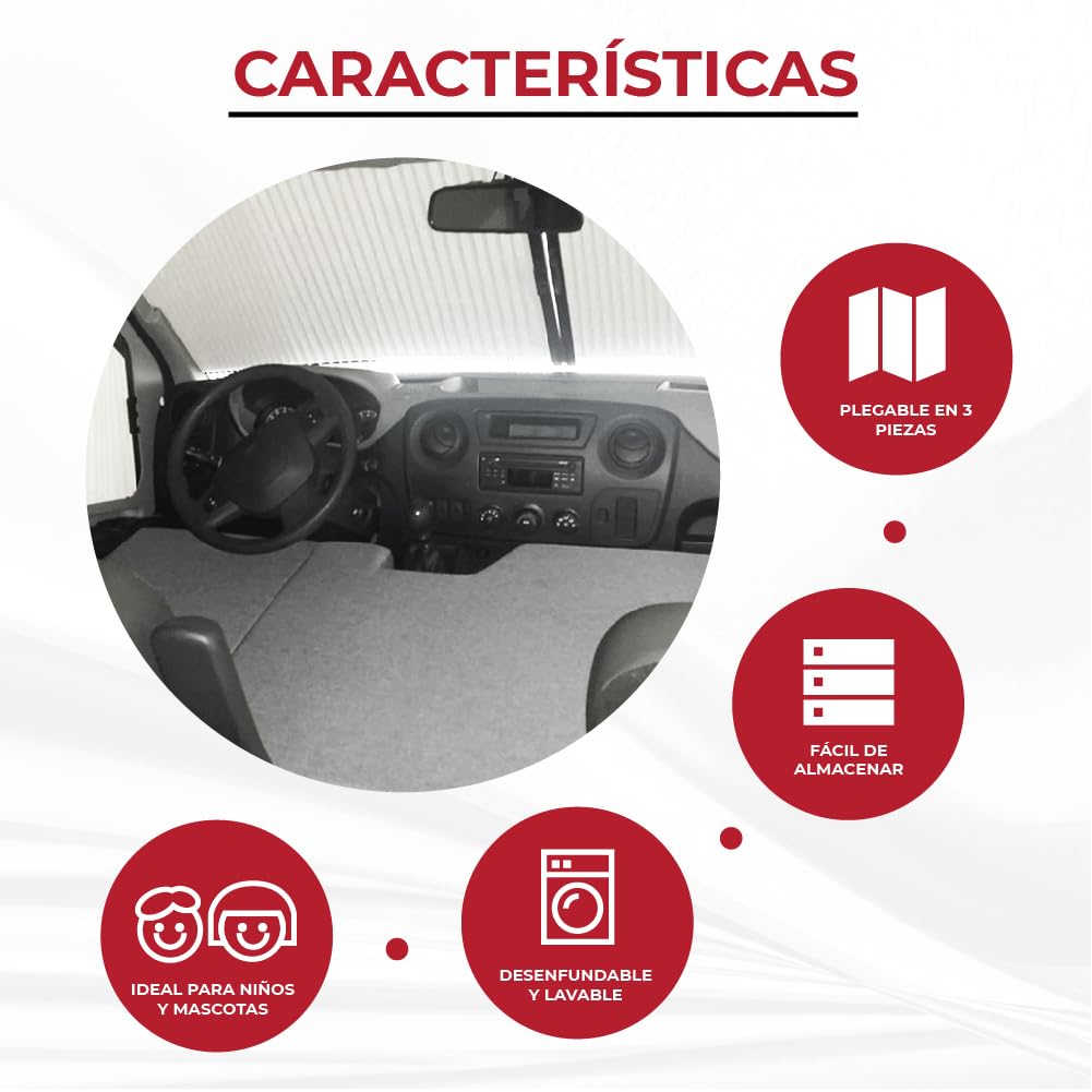 Colchón Plegable Cama Delantera Camper Compatible Opel Movano Renault Master NV400 2011 Gris