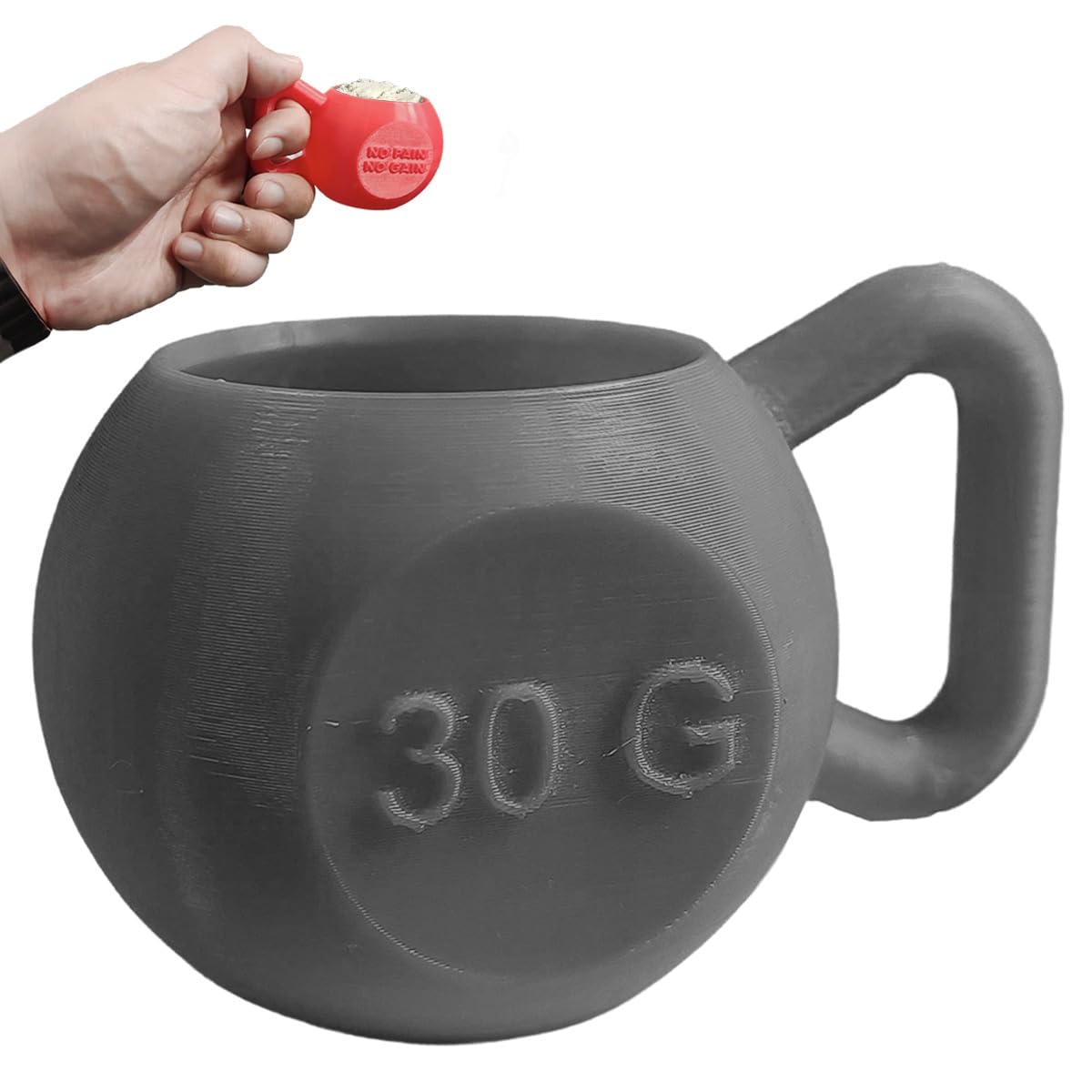 Kettlebell Protein Scoop (30G), Funny Measuring Scoop for Protein Powder, Coffee, Grains, Novelty Little kettle bell Weightlifting Gift for Weightlifter, Fitness Enthusiast, Gym Rat (Gray,1-Pack)