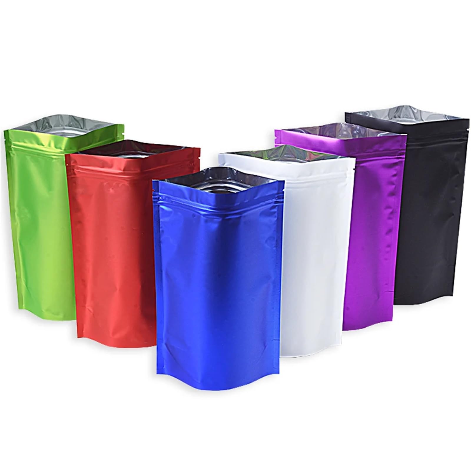 100 Stück Matte Mylar-Folie Standbodenbeutel mit Reißverschluss, wiederverschließbar, wiederverwendbar, Aufreißkerbe, for Lebensmittel, Snacks, gemahlene Kaffeebohnen ，Plastik-Ziploc-Beutel(B