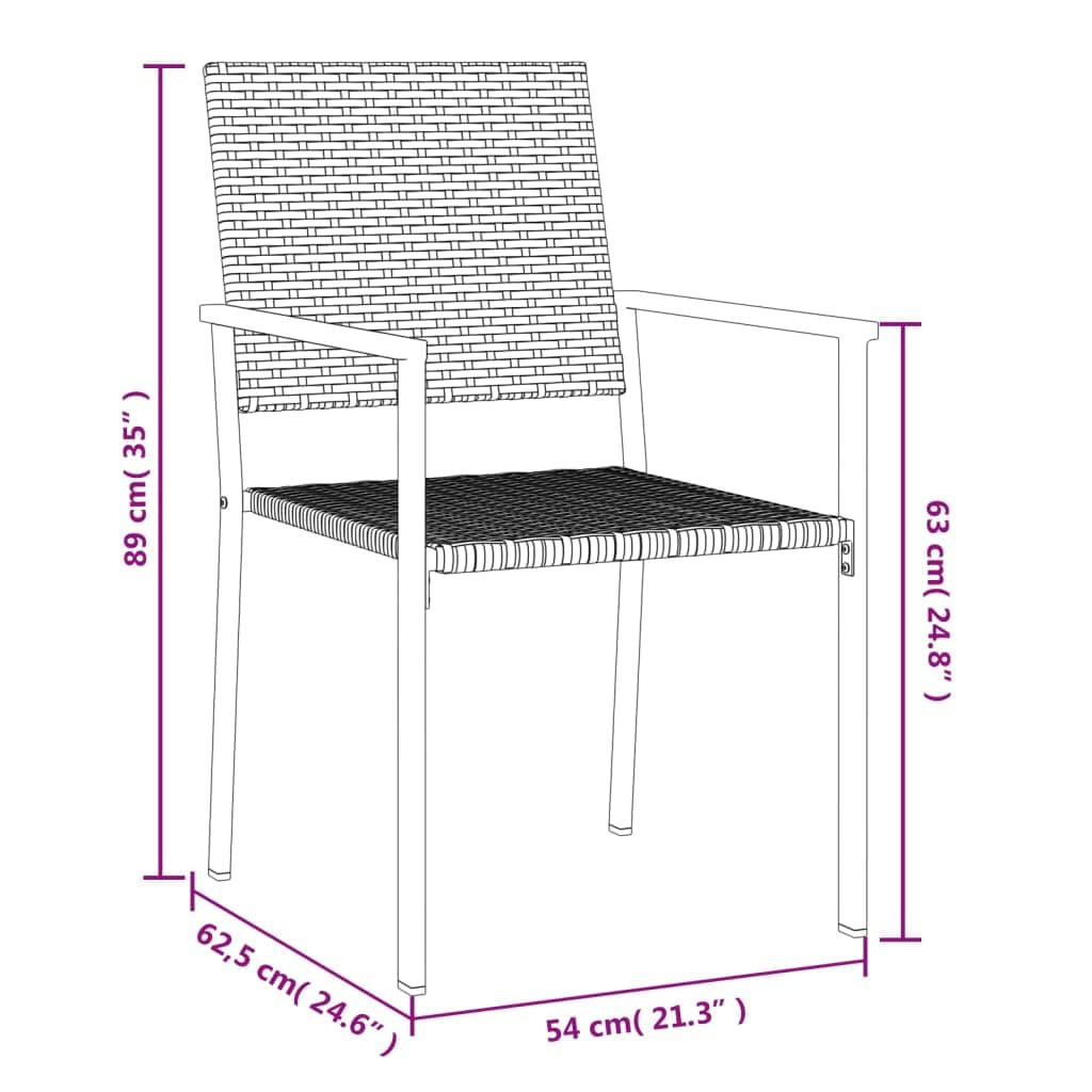 vidaXL Krzesła ogrodowe, 4 szt., czarne, 54x62,5x89 cm, polirattan