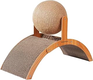 Kitmimibao C Shape Ferris Wheel Cat Scratcher, Poils Bebe Cat Scratchers for Indoor Cats, Protecting Furniture Cat Scratch Pad, Cardboard Cat Scratching with Sisal Ball Toy (Large)