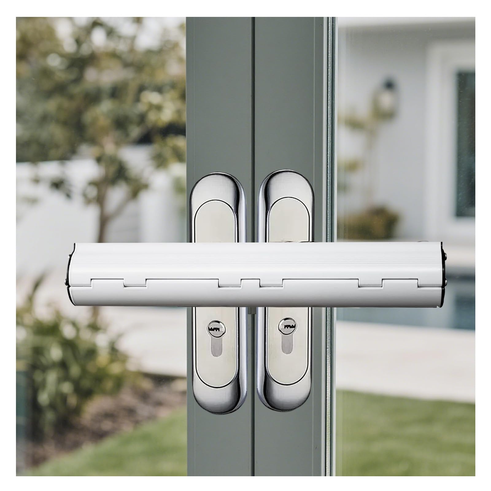White Patio Door Security Lock, Professional French Door Security Lock