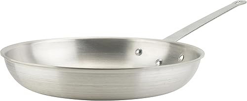Winco Sartén de aluminio de grado comercial, acabado natural, 14 pulgadas