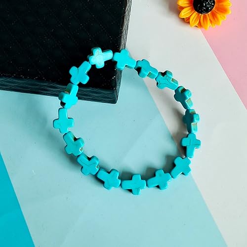 Miniatura 14 de Turquoise Bracelets For Women Balance Energy Gem Bracelet, Unisex Bracelet, Blue Yoga Bracelet Chakra Bracelet For Women Gift (cross)