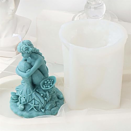 Miniatura 3 de Grainrain Moldes de silicona para velas de sirena para hacer velas, cera y jabón, moldes de silicona para velas moldes de jabones crean velas 3D