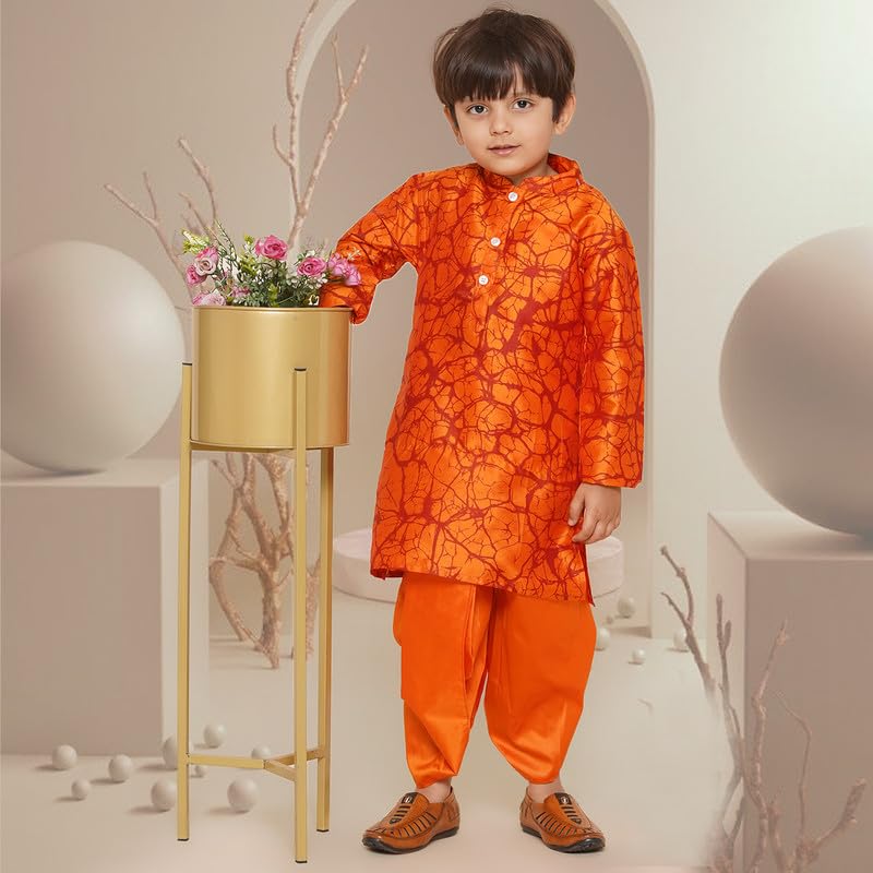 SETHUKRISHNA Boys Readymade Colour Dhotipant (06-07 Years, BD230607) Orange - Image 7 thumbnail