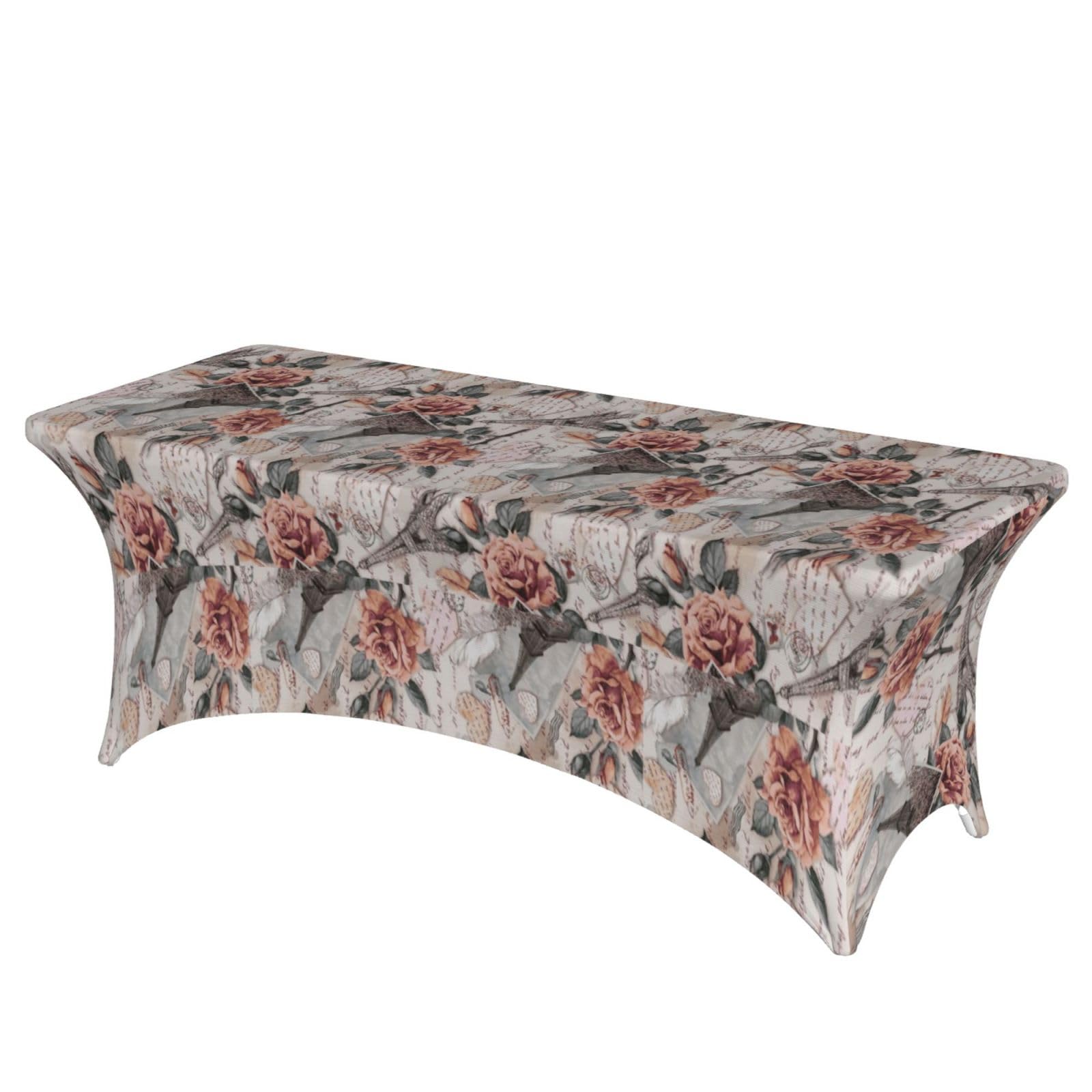 ERCgad Flower Paris Eiffel Tower Print Rectangular Tablecloth Dining Banquet Party Events Home Celebration Table Cover