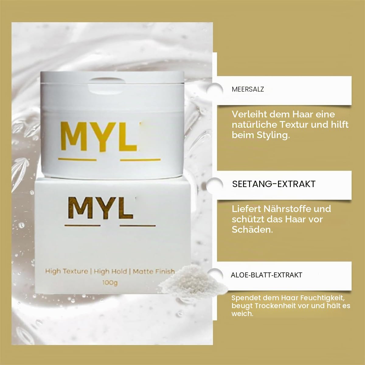 Generic Mylz Meersalz Spray für Männer, Mango Meersalz Spray & Ton Texture Pack, Herren Meersalz Haarspray & Haarton, Volumen Haarspray für alle Haare (Set)