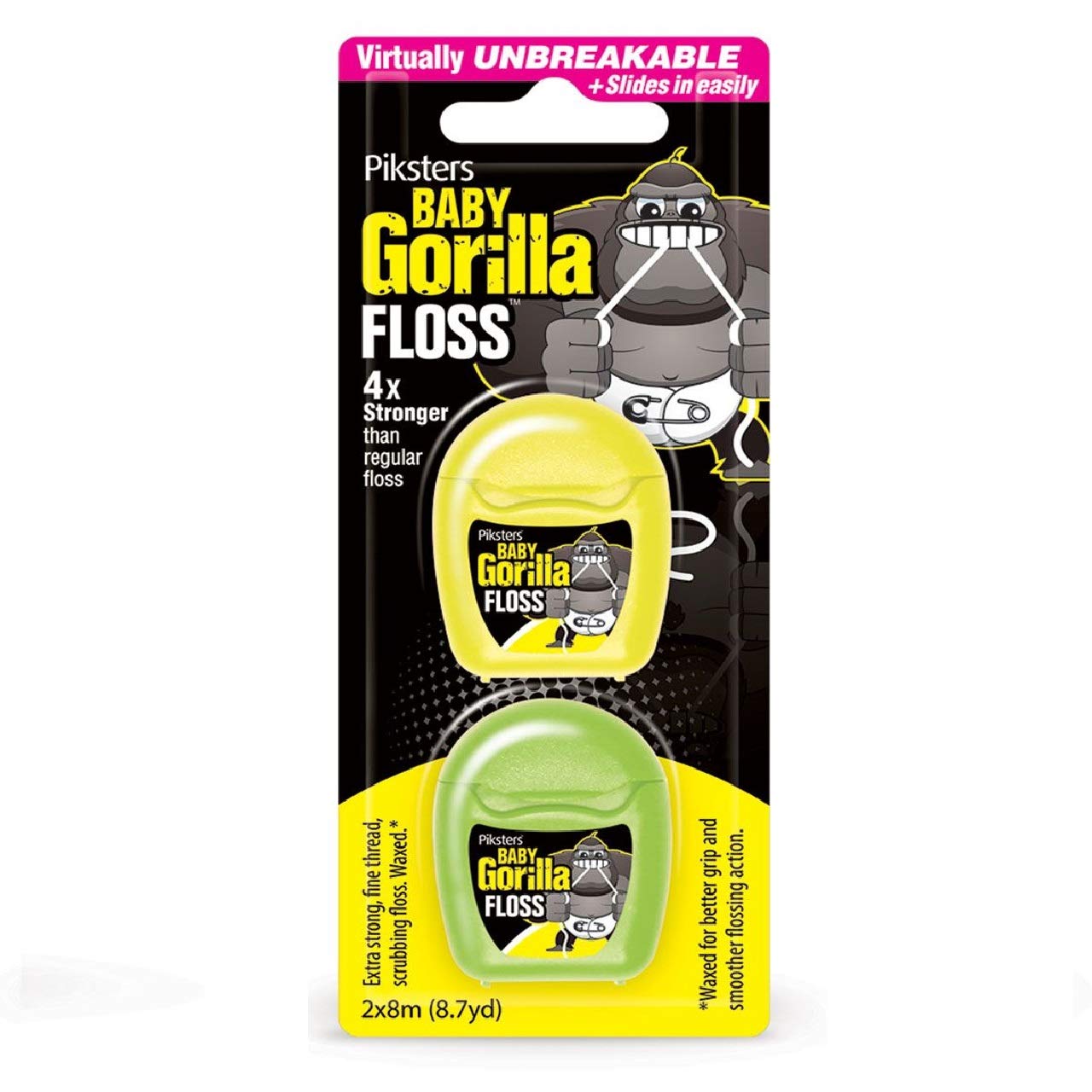 Piksters Baby Gorilla Extra Strong Fine Thread Scrubbing Dental Floss, 8 m