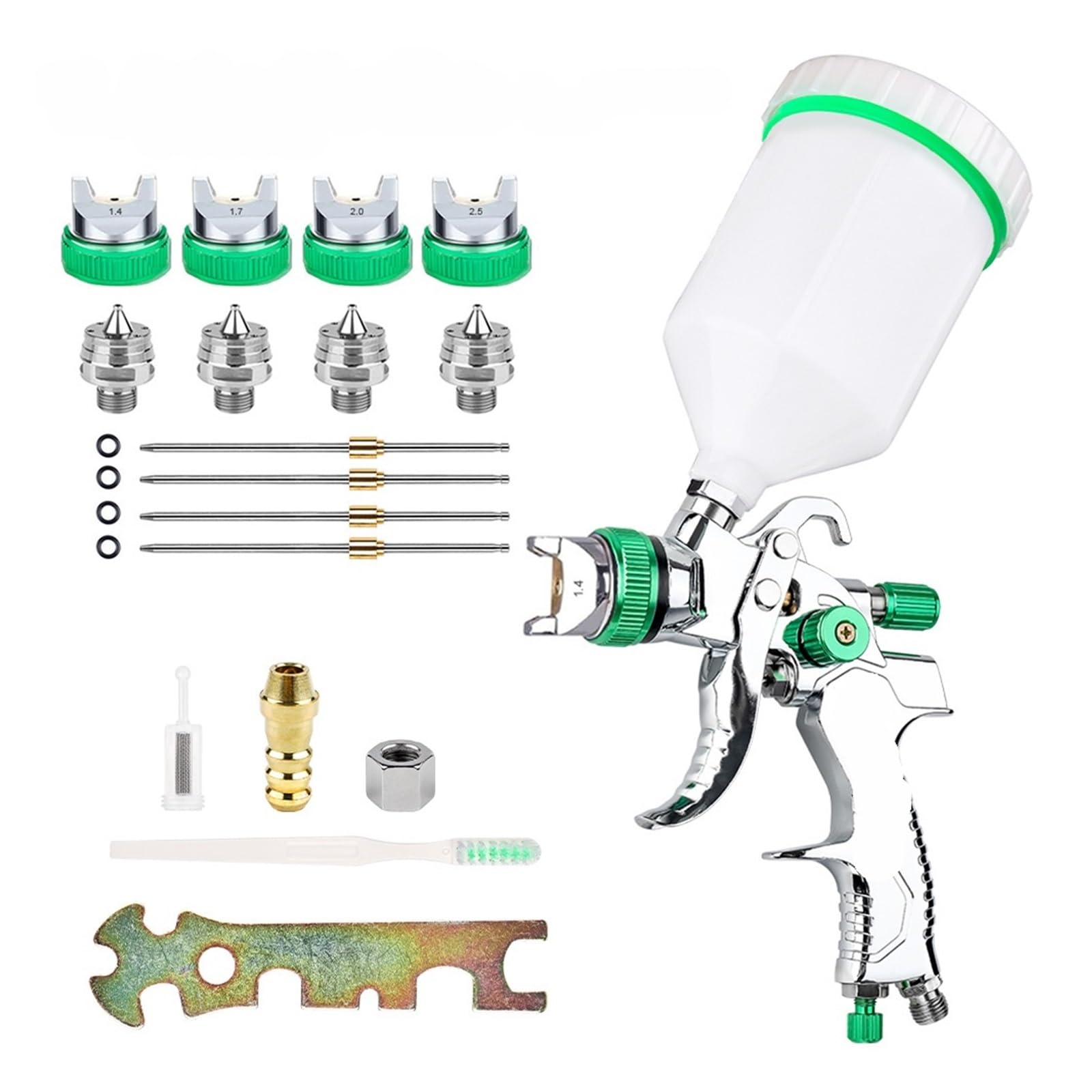 Pistola Rociadora, Pistola pulverizadora HVLP profesional con boquilla de acero 1,4/1,7/2,0/2,5 mm, pistola gravedad for pintura en aerosol DIY(1.4-1.7-2.0-2.5mm)