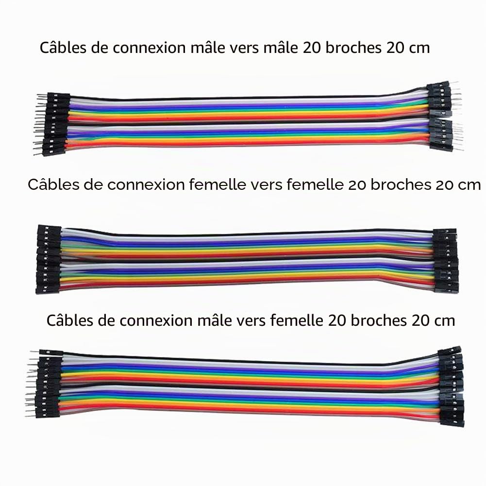 Lot de 5 modules relais 1 canal 5 V SRD-05VDC-SL-C avec câble Dupont 20 cm 20 broches pour Arduino