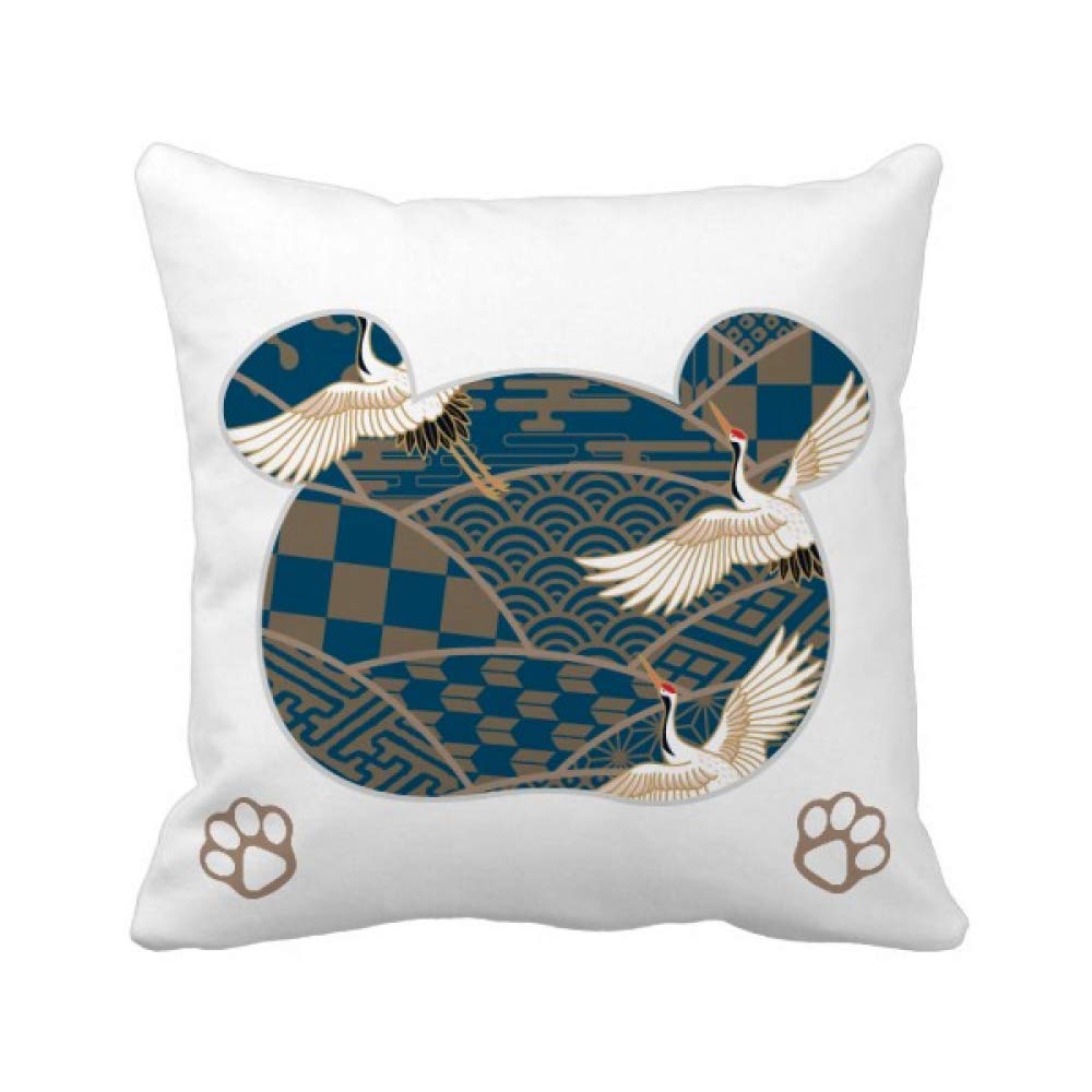 Housse de coussin grues et feuilles d'érable taie de canapé carrée motif oiseau