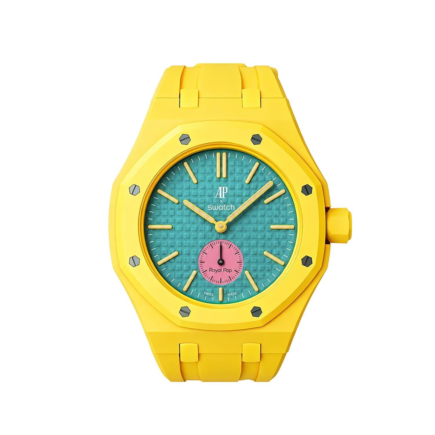 TingYR Correa Compatible con Swatch Royal Pop, Correa de Reloj de Silicona con Carcasa de Cerámica, Brazalete Cómodo e Impermeable.