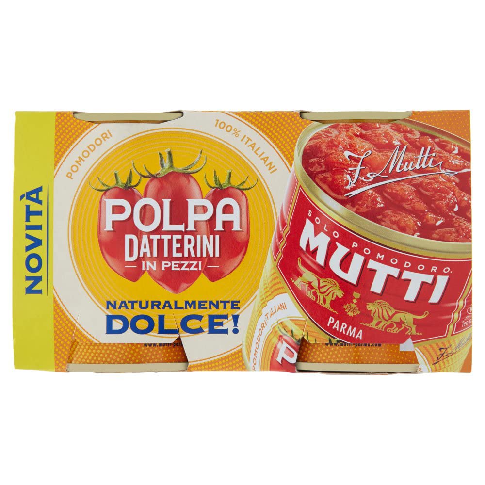 24 tomates dulces de mamá Polpa Datterini naturales (300 gr x 2 ), 100% italiano