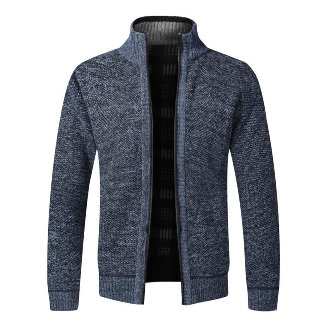 Vogrtcc Otoño Invierno Cálido Cardigan Hombres Fleece Zipper Suéteres Chaquetas