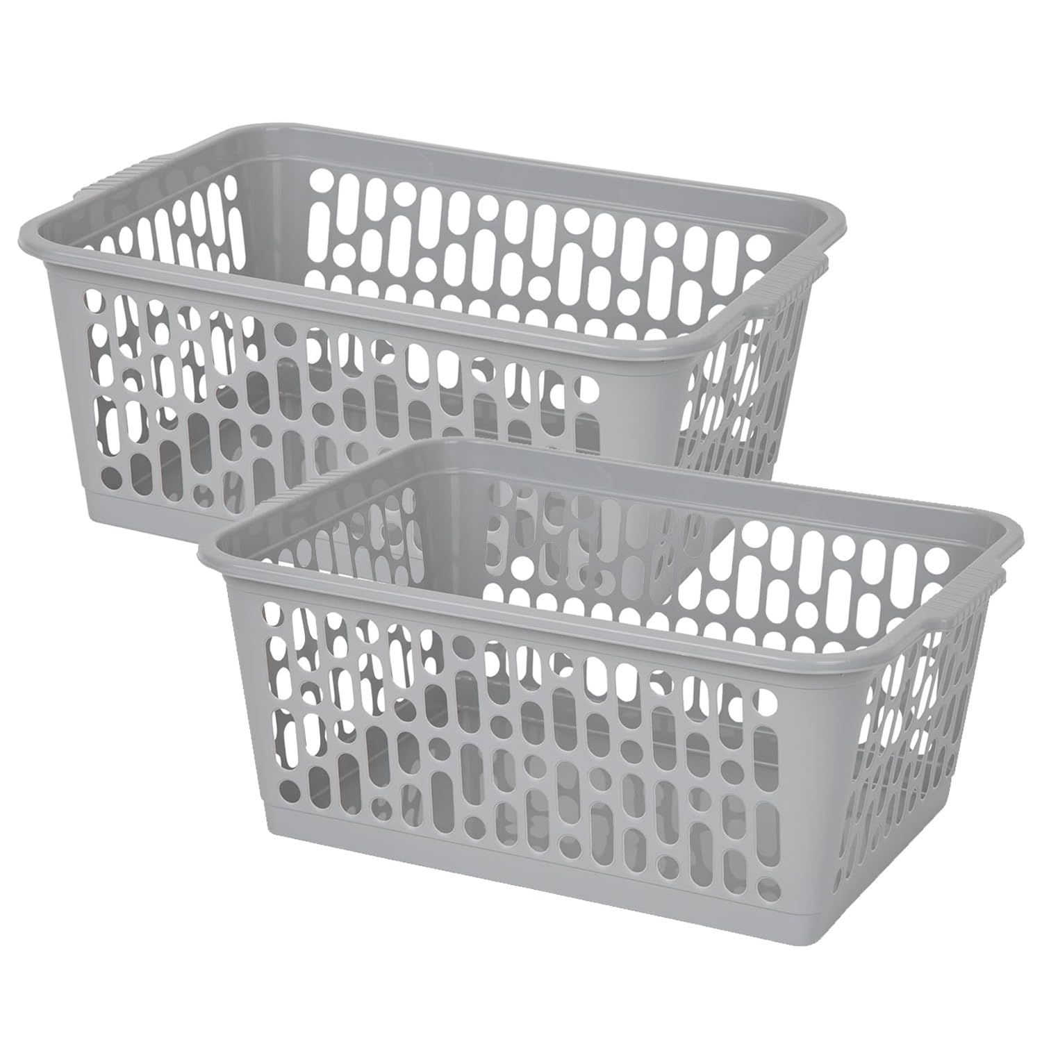 Pluto Packaging Grey Multipurpose Cool Handy Size Home Office Storage Baskets Perfect For Organisation (2)