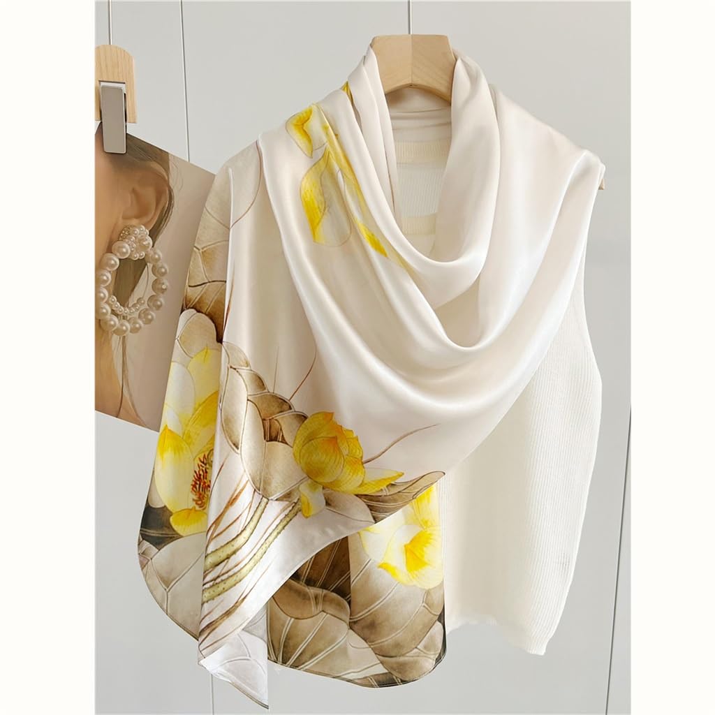 Longs Foulards en Soie imprimés en Satin Polyvalents for Les Foulards de décoration de Mode for Femmes
