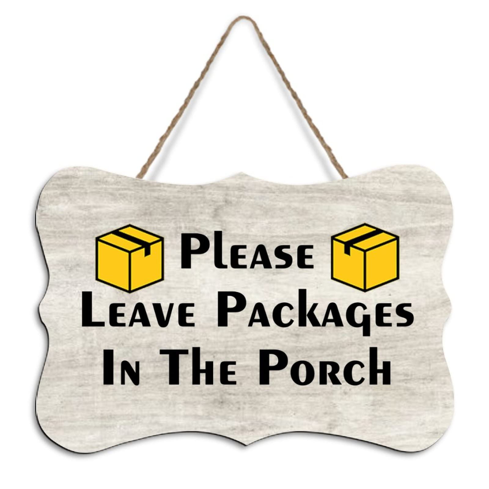 Yelolyio Wsx8p0vl2oc1 Rustic Hanging Wood Sign Please Leave Packages In The Porch Wooden Plaque Sign Home Wall Art Decor For Living Room Bedroom Farmhouse Office 8"X10"