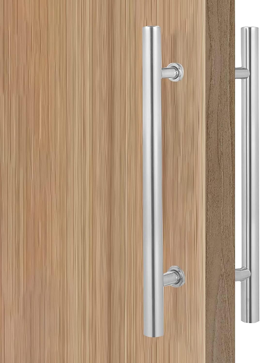 MXXQRHF Flush Pull Glass Door Handle Set | Sliding Door Handles for Internal/External Entry | Double-Sided Push Bar | Commercial Grade | Easy Installation