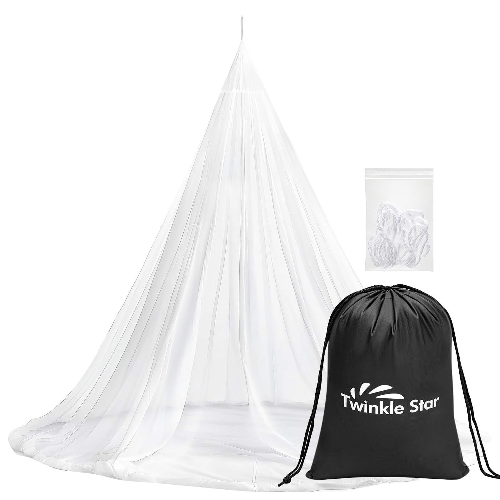 Twinkle Star Moskitonetz Reise mit Reisetasche und Aufhänge-Seil, Öffnungsdesign Mückennetz, 2,2m hoch, 12m Umfang, Doppelbett Einzelbett Outdoor Moskitonetz für Reisen, Camping, Picknicks