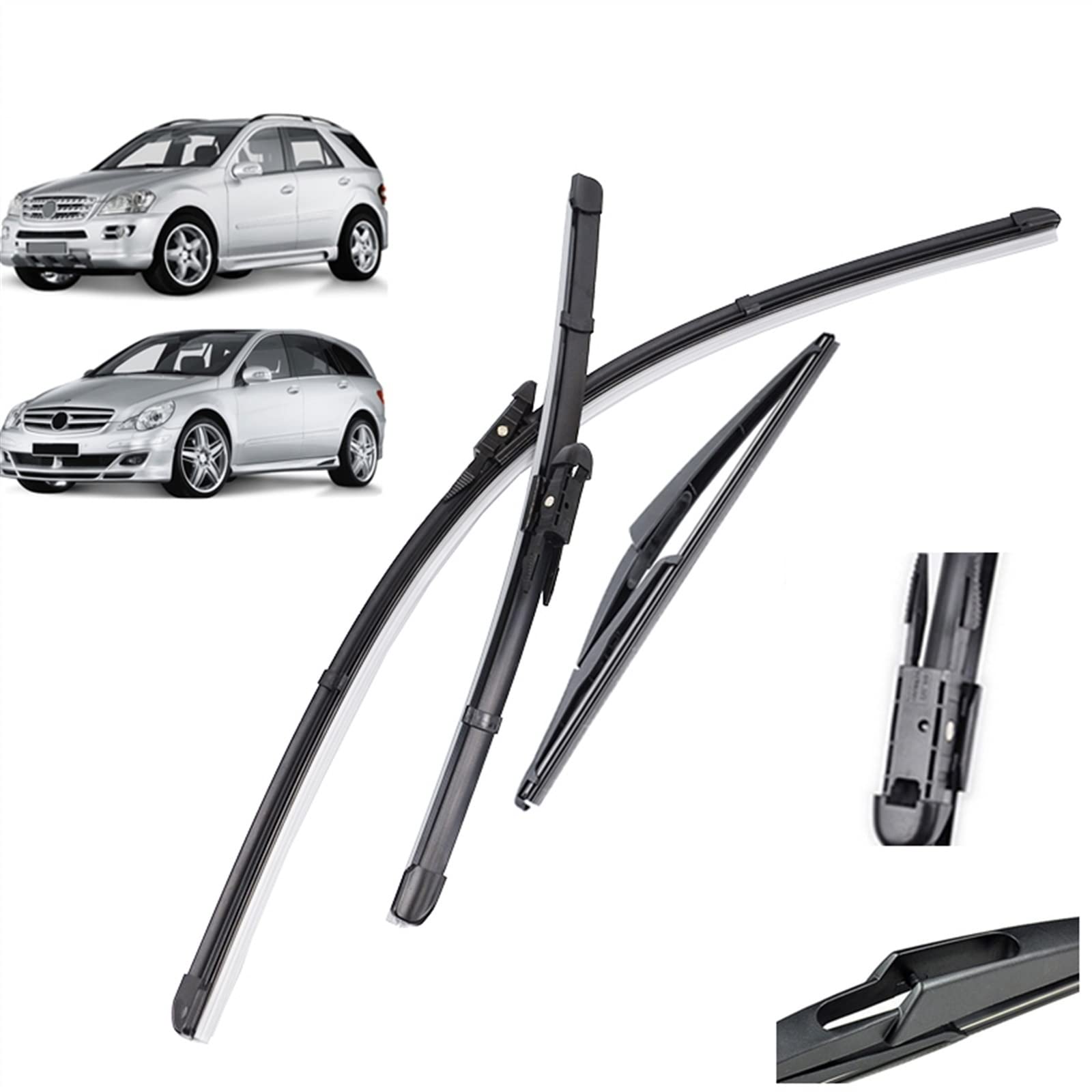 Juego De Escobillas Limpiaparabrisas Delanteras Y Traseras De 28 "+ 21" + 12 "para Benz Clase M/clase ML W164,2005-2011