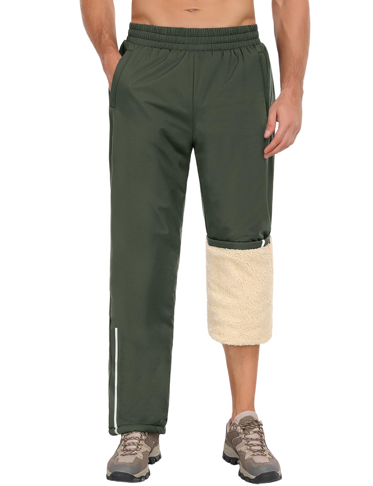 Pasuda Joggingbroek voor heren, warme fleece gevoerde winterbroek, skibroek, waterdicht, winddicht, outdoorbroek, wandelbroek, thermo werkbroek, trekkingbroek met rits, marineblauw, XXL