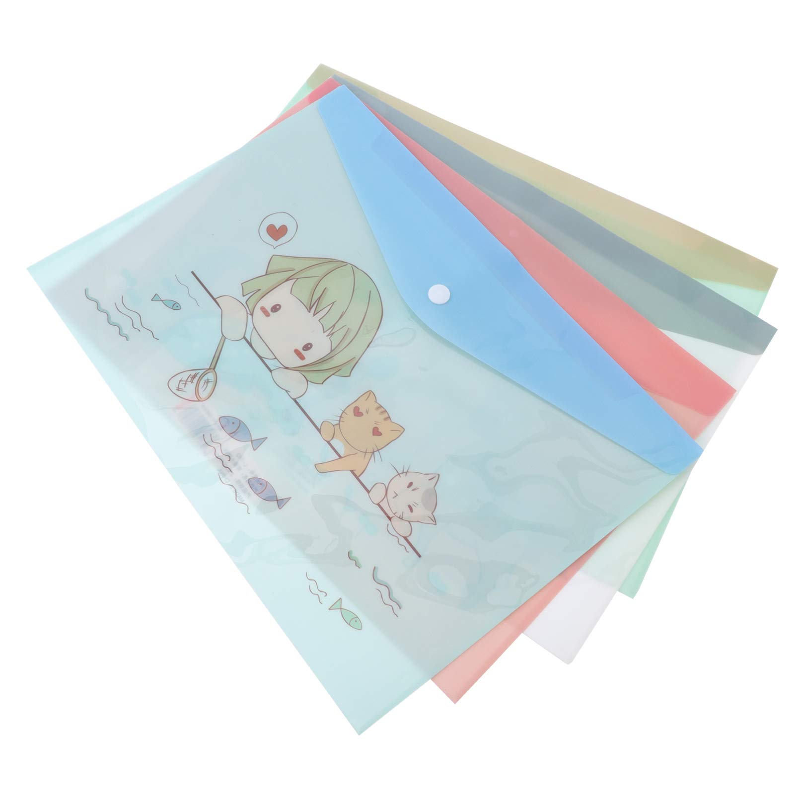 PLAFOPE 16Pcs Cartoon Document Folder File Pouch Storage Bag for Boy Girl Compact and Easy to Organize with Button Closure Adorable Design School Supplies