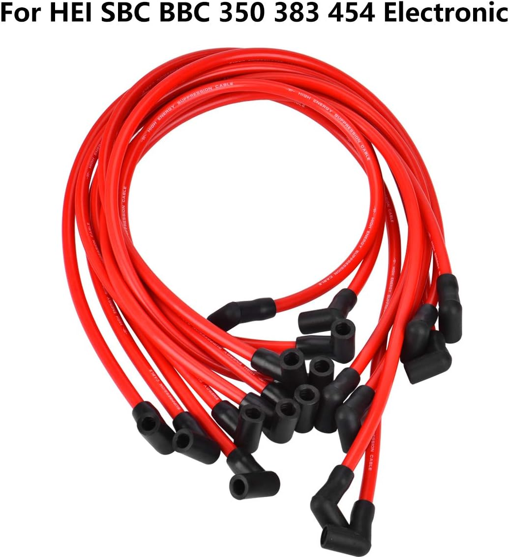 10.5 MM High Performance New Spark Plug Wire Set for Chevrolet AM General Isuzu HEI SBC BBC 350 383 454 Electronic
