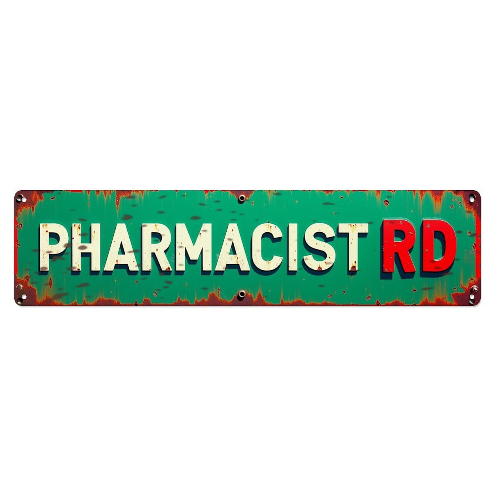 Jdyaojiesheng Vintage Pharmacist Rd Sign Pattern Tin Sign Retro Metal Wall Decor Metal Poster, Home Bar Garage Farmhouse Cafe Wall Art Decoration 4X16inch
