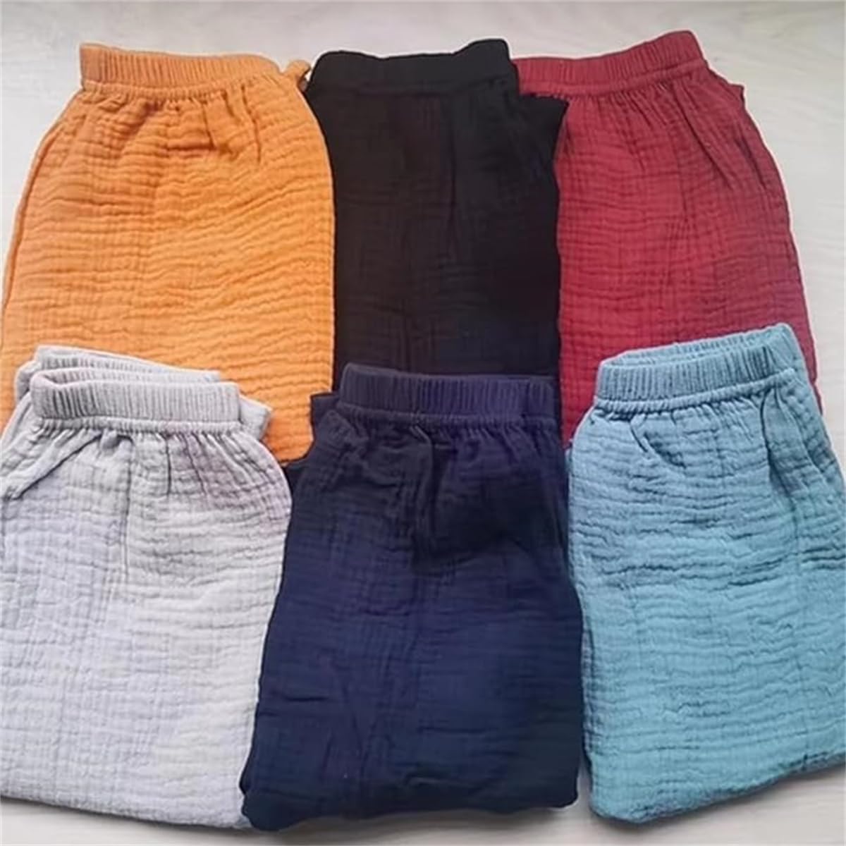 3er Pack Baby Kinder Mädchen Jungen Sommer Leinenhose Bloomers Doppellagiges Baumwollgarn Lange Hosen Leichte Atmungsaktive Sommerhosen Dünn Pumphose Haremshose Jogginghose Lässige Hose