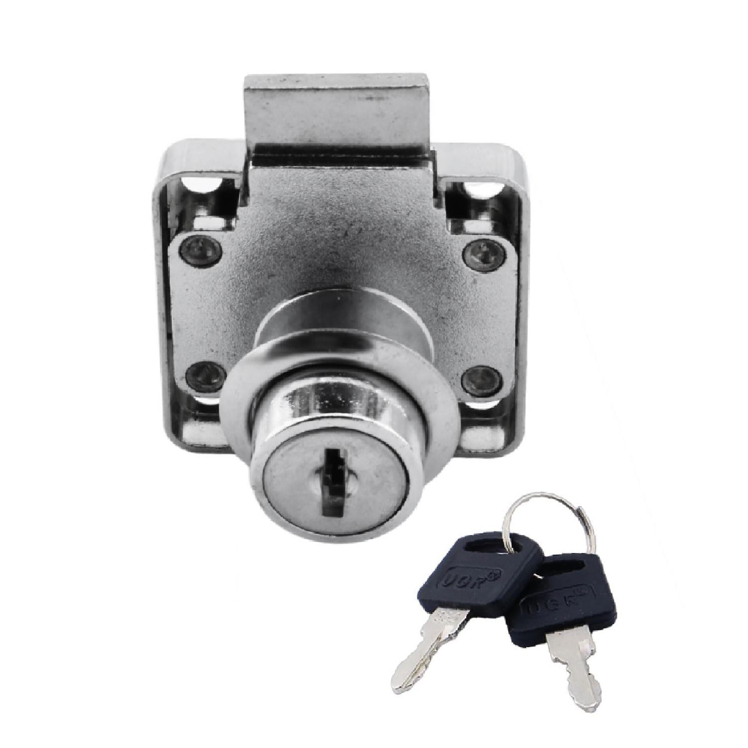 Badem10 Ugr Kare Mobilya Çekmece Dolap Kilidi Nikel Krom 2 Anahtarlı Kilit 4x4 cm 22 mm