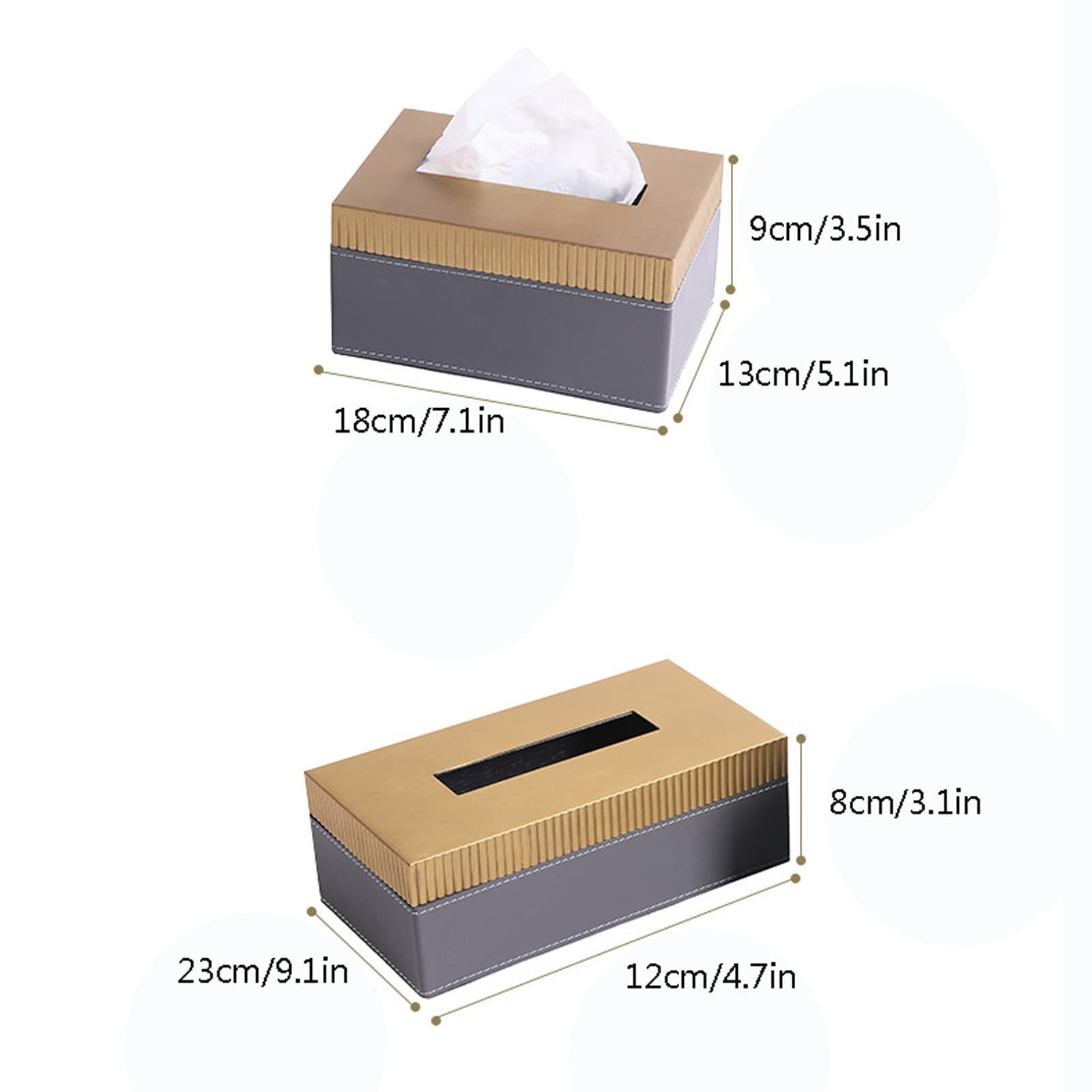 Tissue Dispenser Box Messing Leder Tissue Box Wohnkultur Schlafzimmer Wohnzimmer Büro Kosmetiktuchbox Kosmetiktuchspender Box (Size : 23cm)