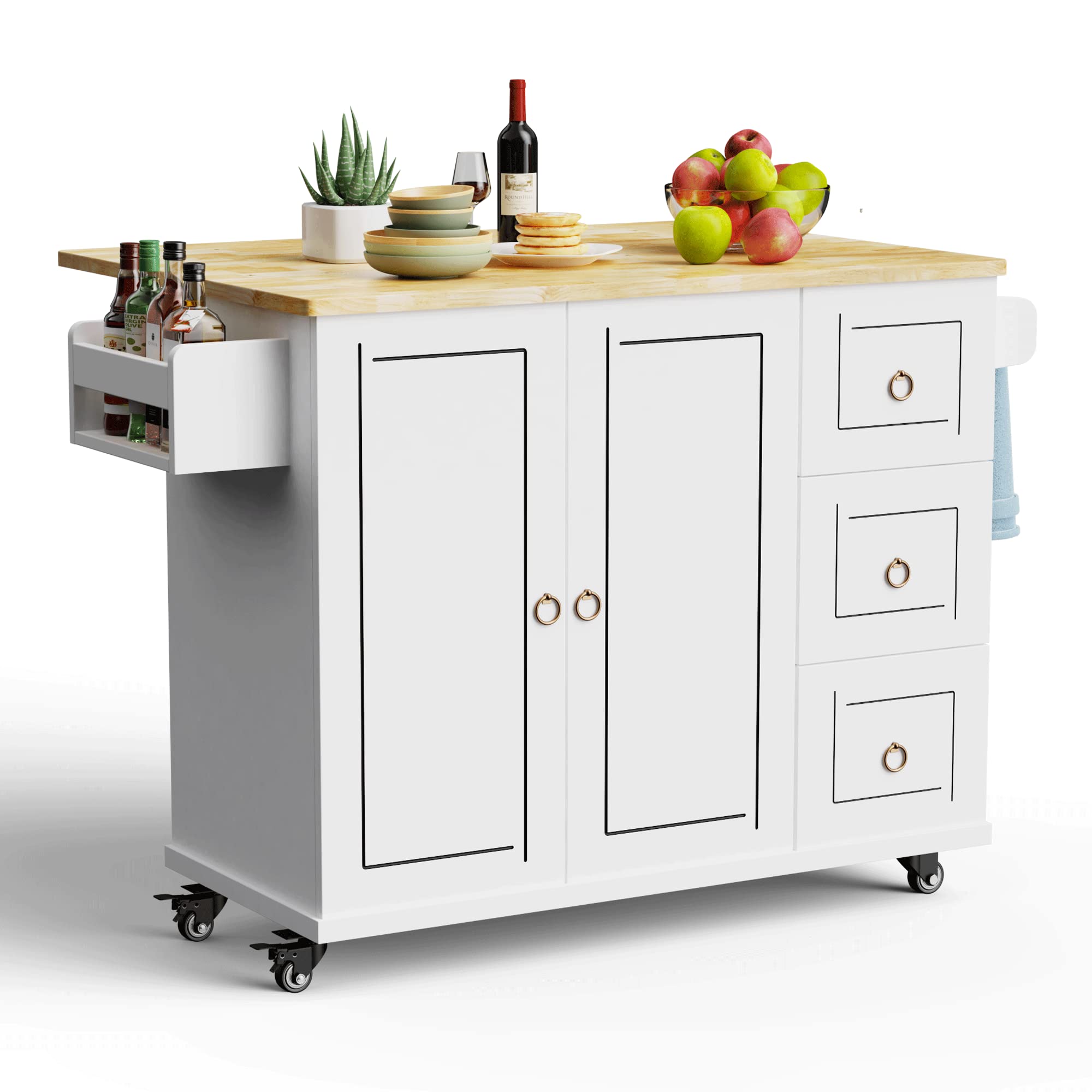 Buy Kitchen Island on Wheels with Storage, Rolling Kitchen Island with